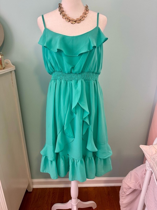 Max & Cleo Dresses & Skirts - Max & Cleo Teal Ruffle Midi Dress